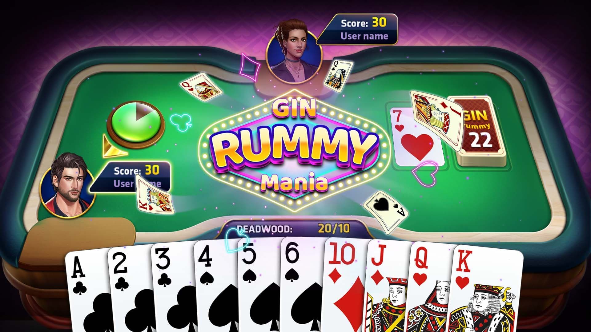 Gin Rummy Mania: Play Solo & Take On a Smart AI Opponent